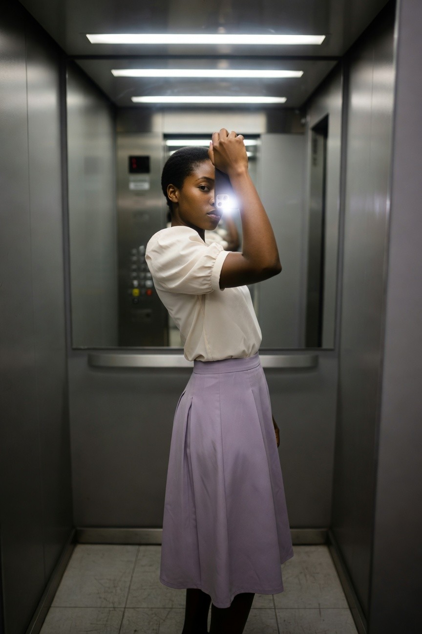 Lavender Skirt And Cream Blouse
