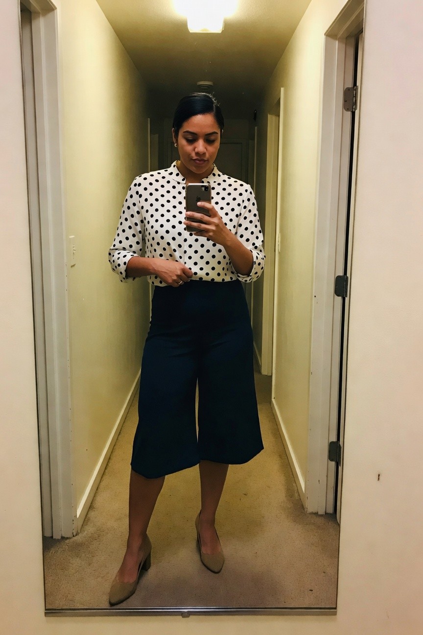 Polka Dot Blouse And Wide Cropped Pants