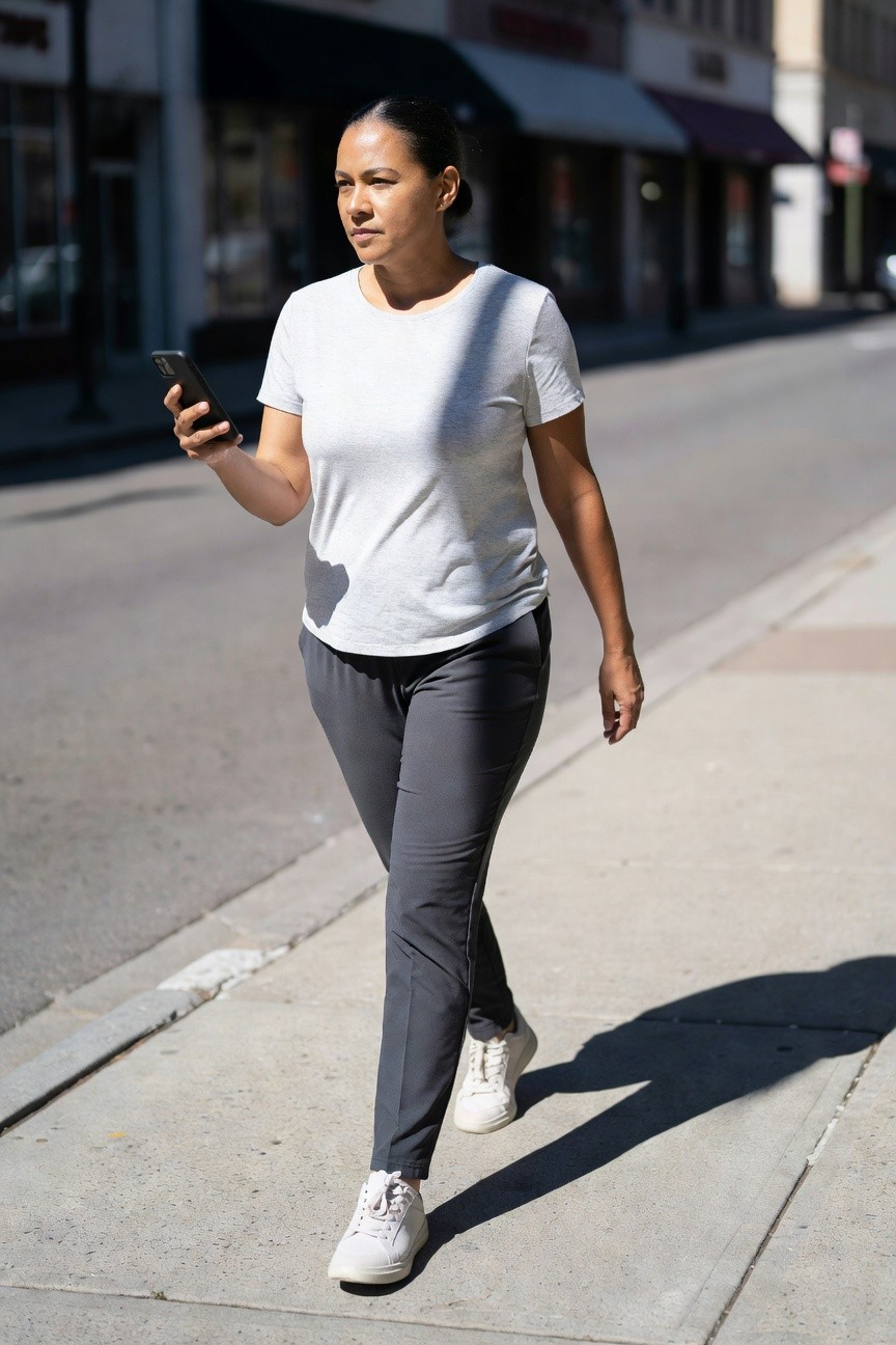 Gray Tee And Pants With White Sneakers