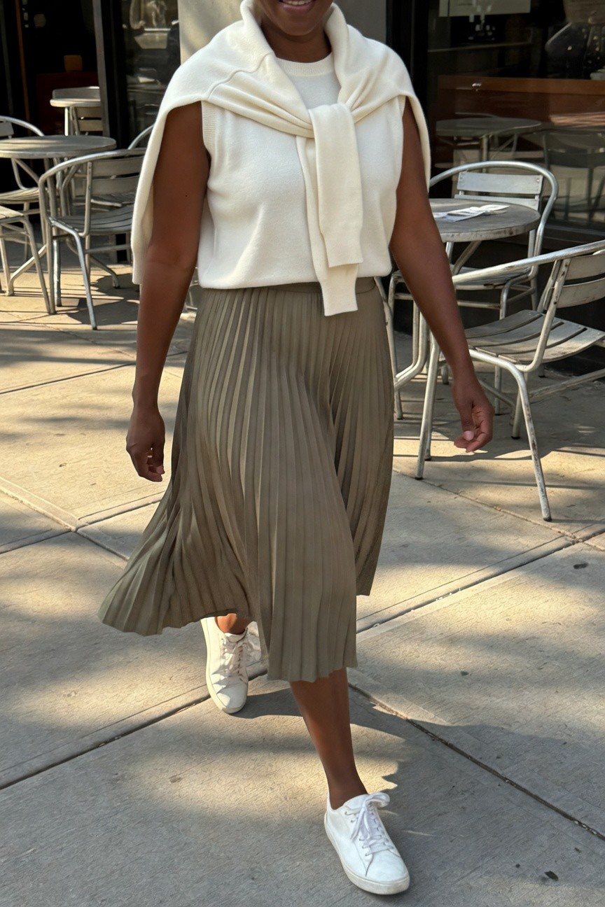 Pleated Skirt With Sleeveless Knit Layers