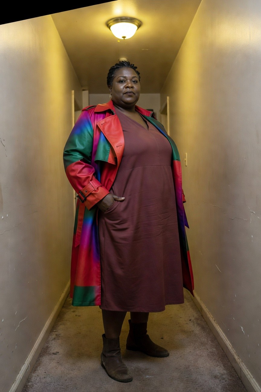 A Bright Trench Coat Over A Midi Dress