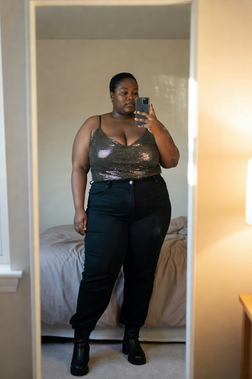 Sequin Tank Top With Black Jeans
