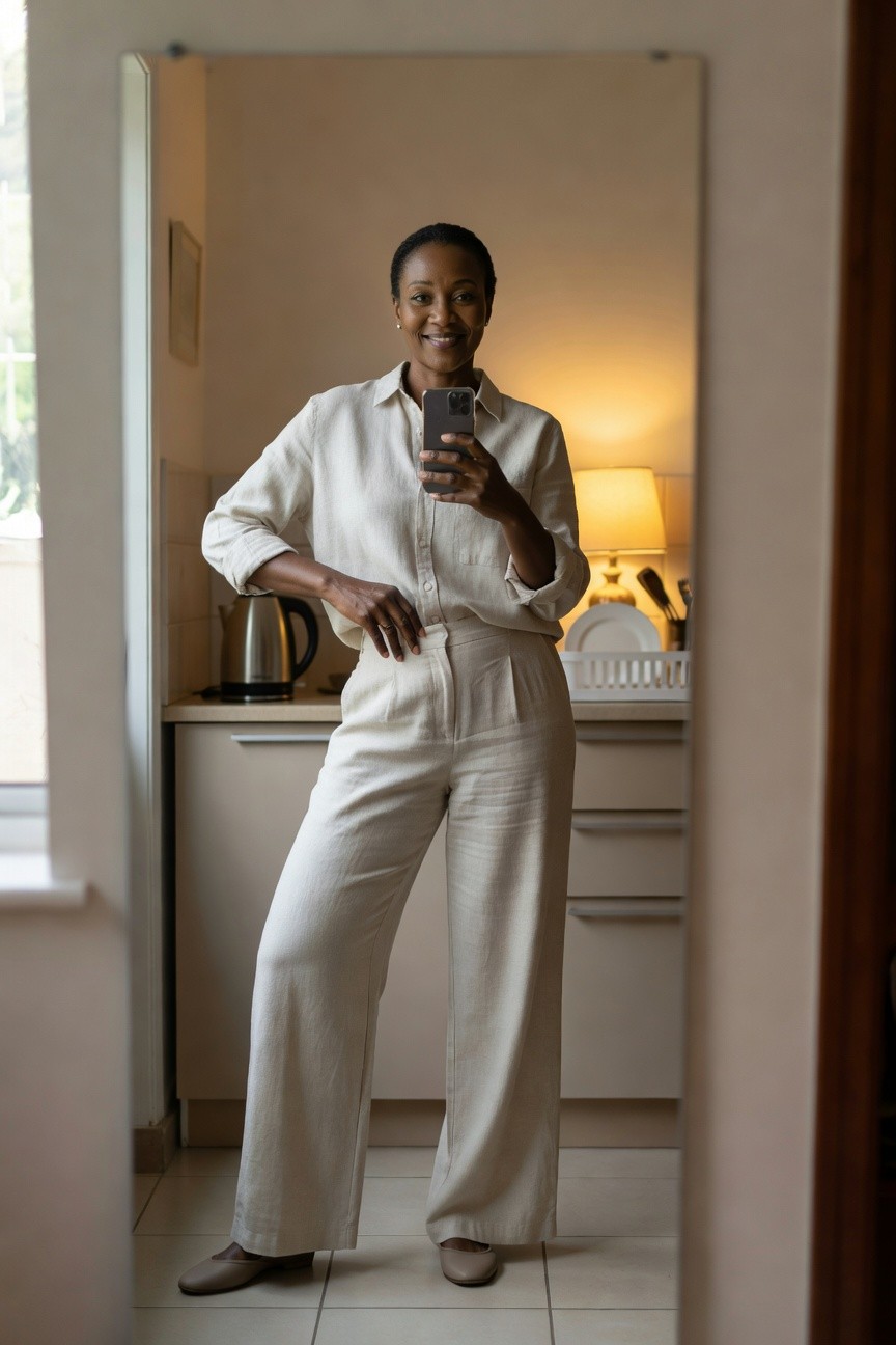 Linen Shirt With Wide Leg Pants