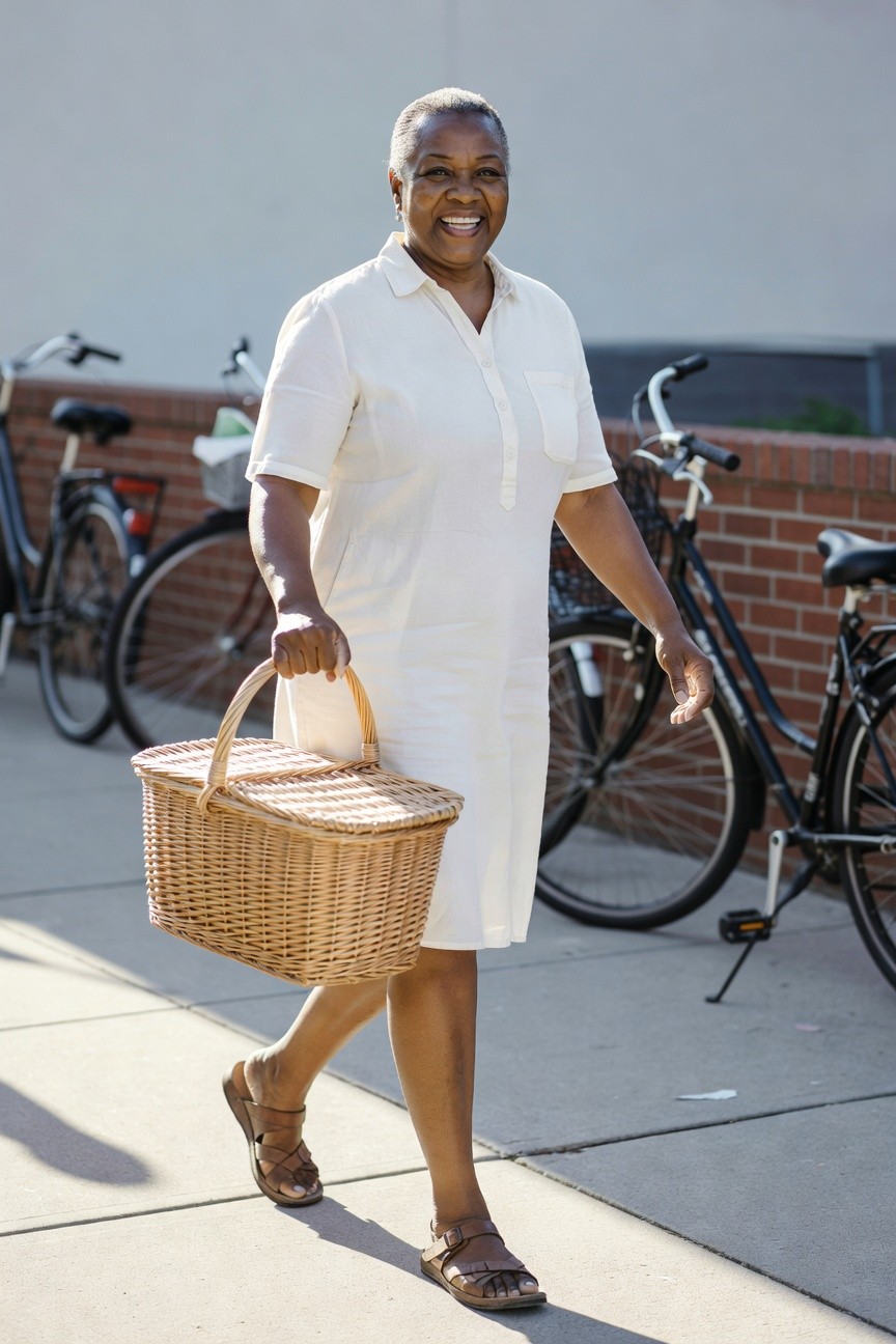 White Polo Dress With Brown Sandals