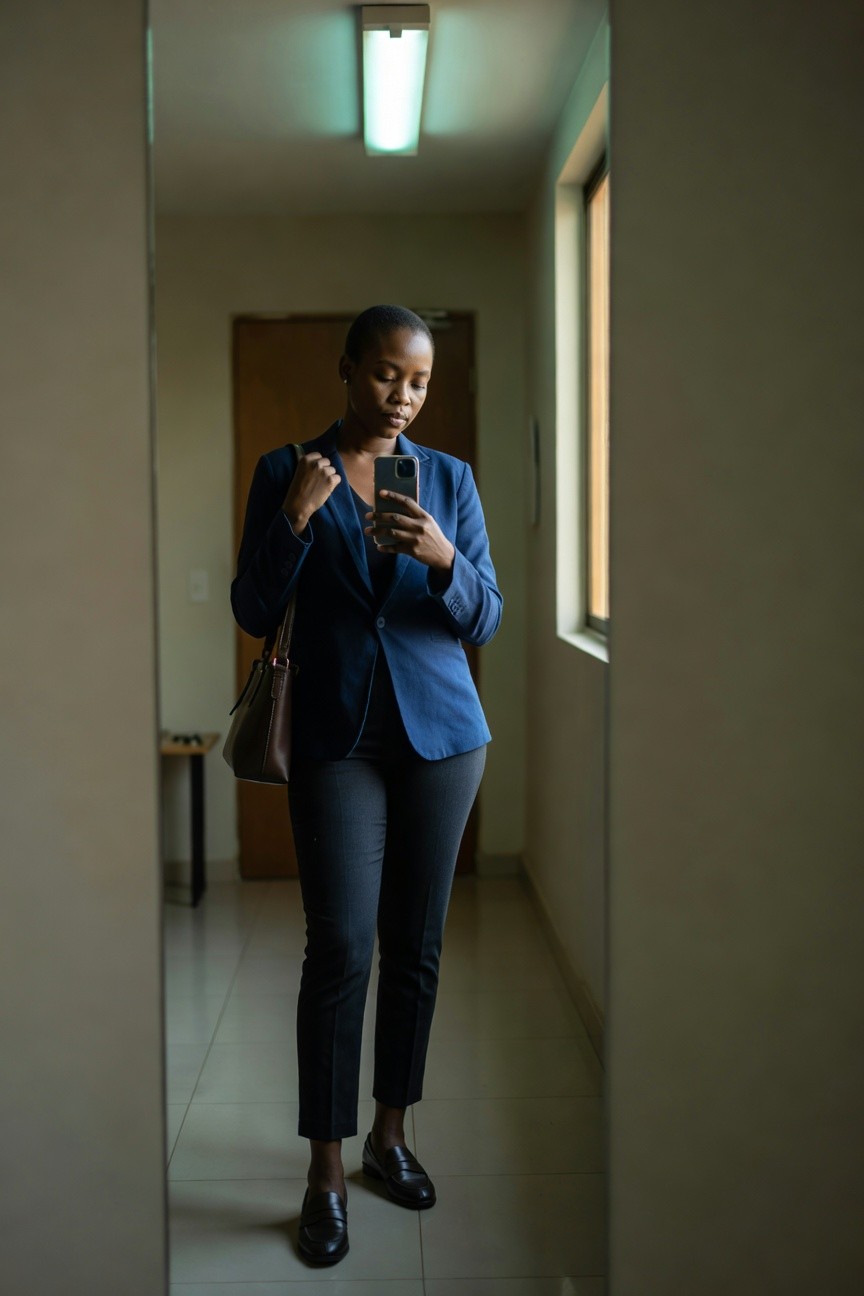 Blue Blazer And Gray Pants