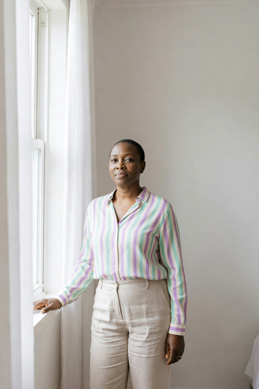Striped Shirt And Neutral Trousers