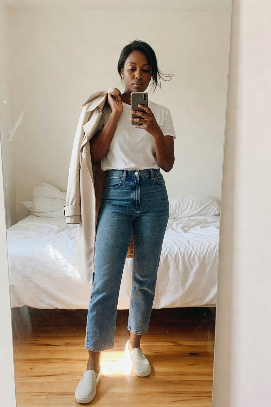 Cropped Jeans With A Basic White Tee