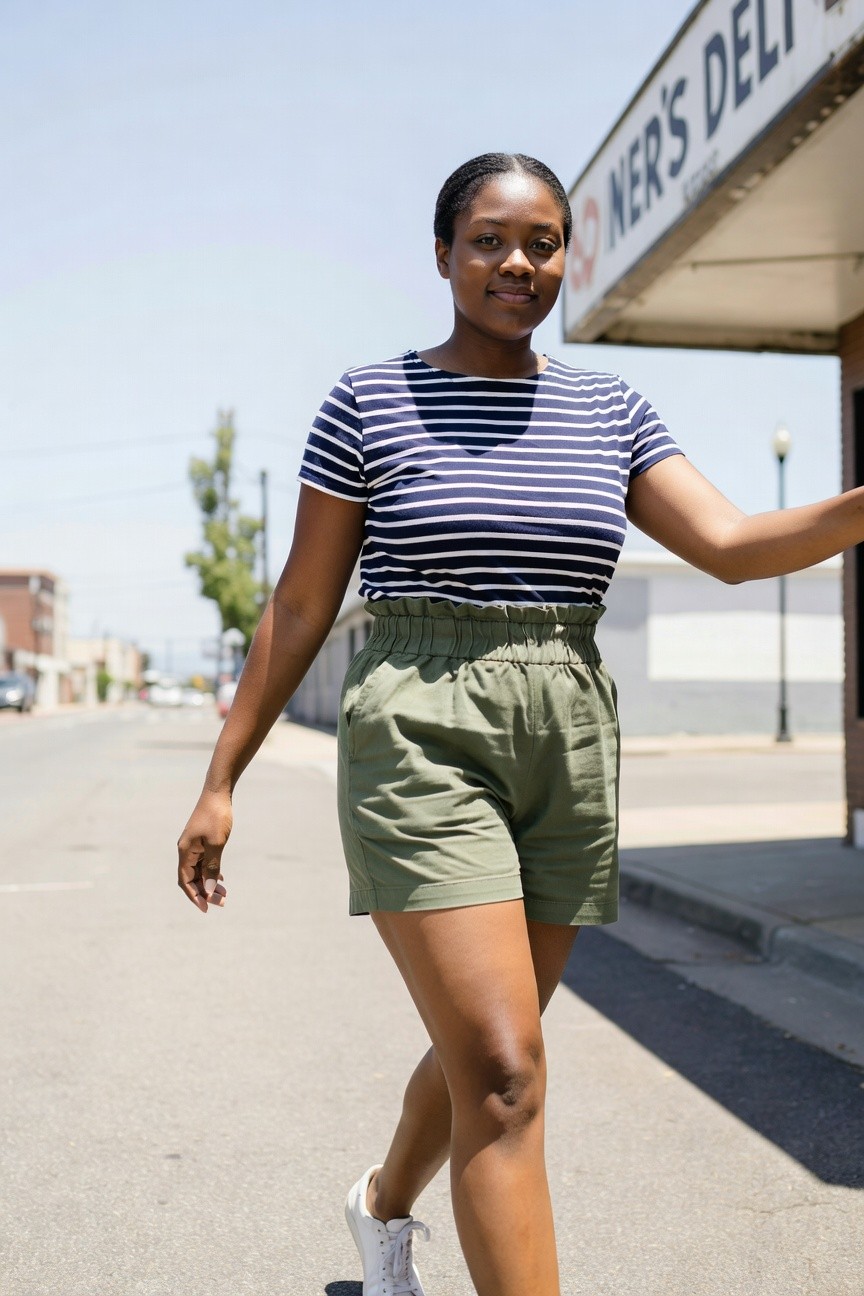 Striped Top And Shorts
