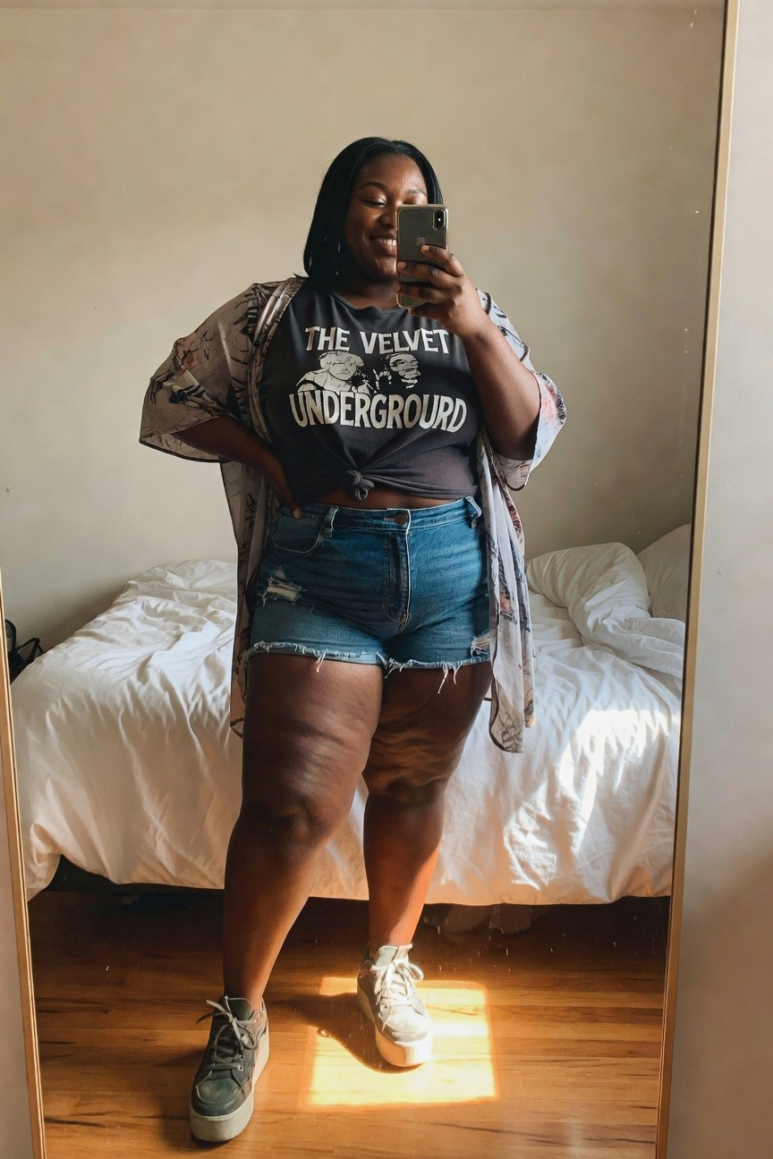 Velvet Underground Tee With Shorts Layering