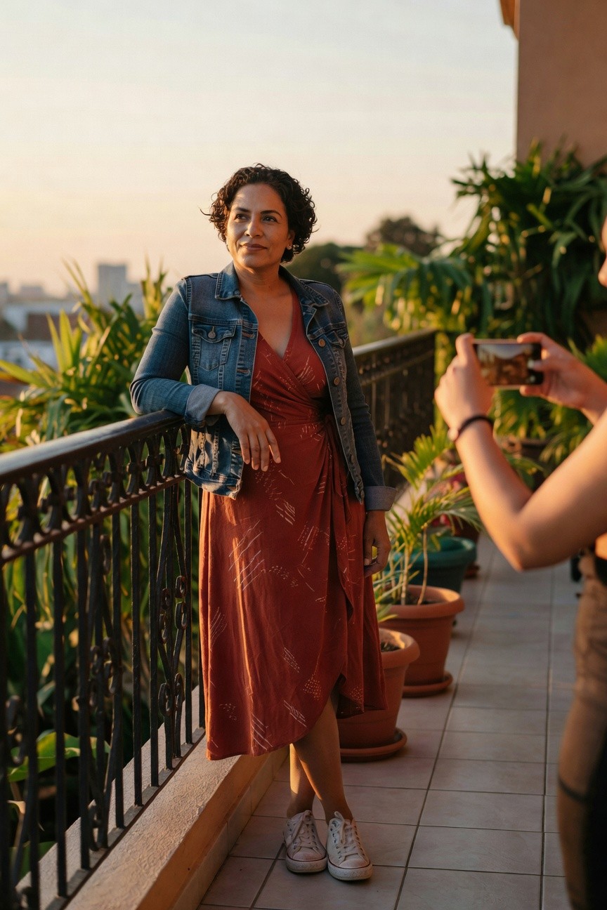 Denim Jacket With A Wrap Dress
