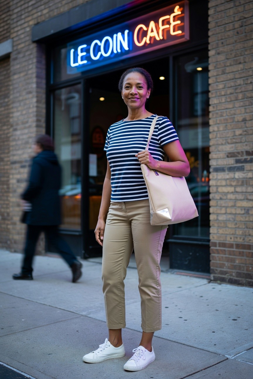 Striped Top And Khaki Pants