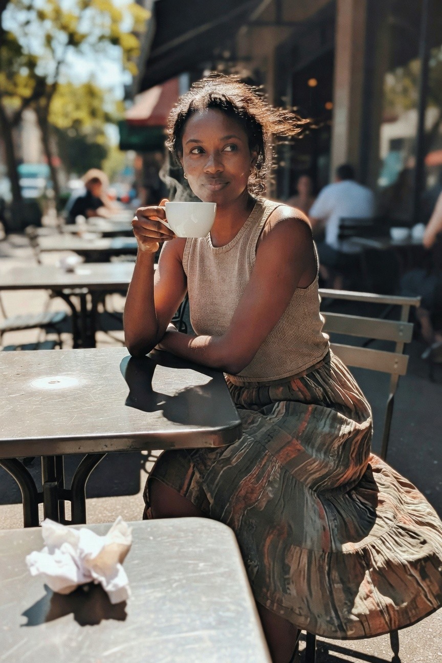 Knit Tank Top And Printed Midi Skirt