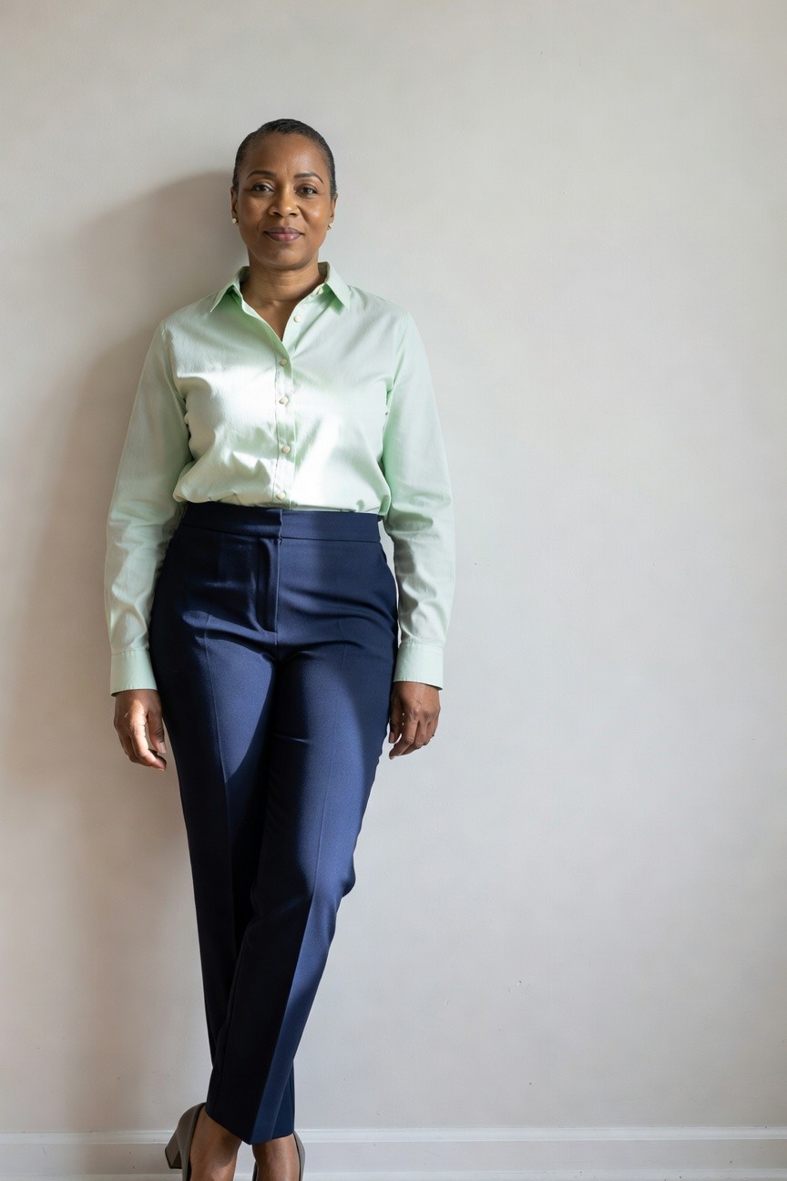 Mint Green Shirt With Navy Trousers