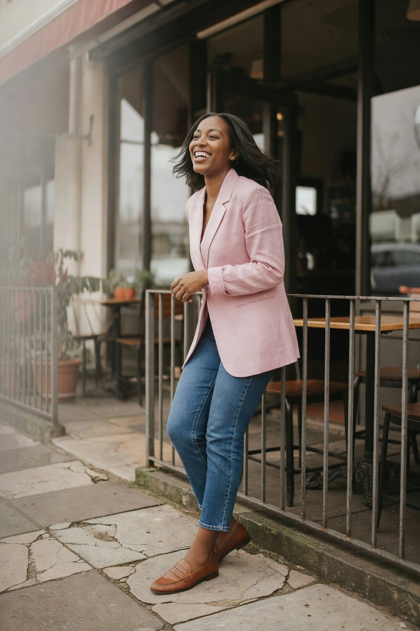 Pink Blazer With Jeans