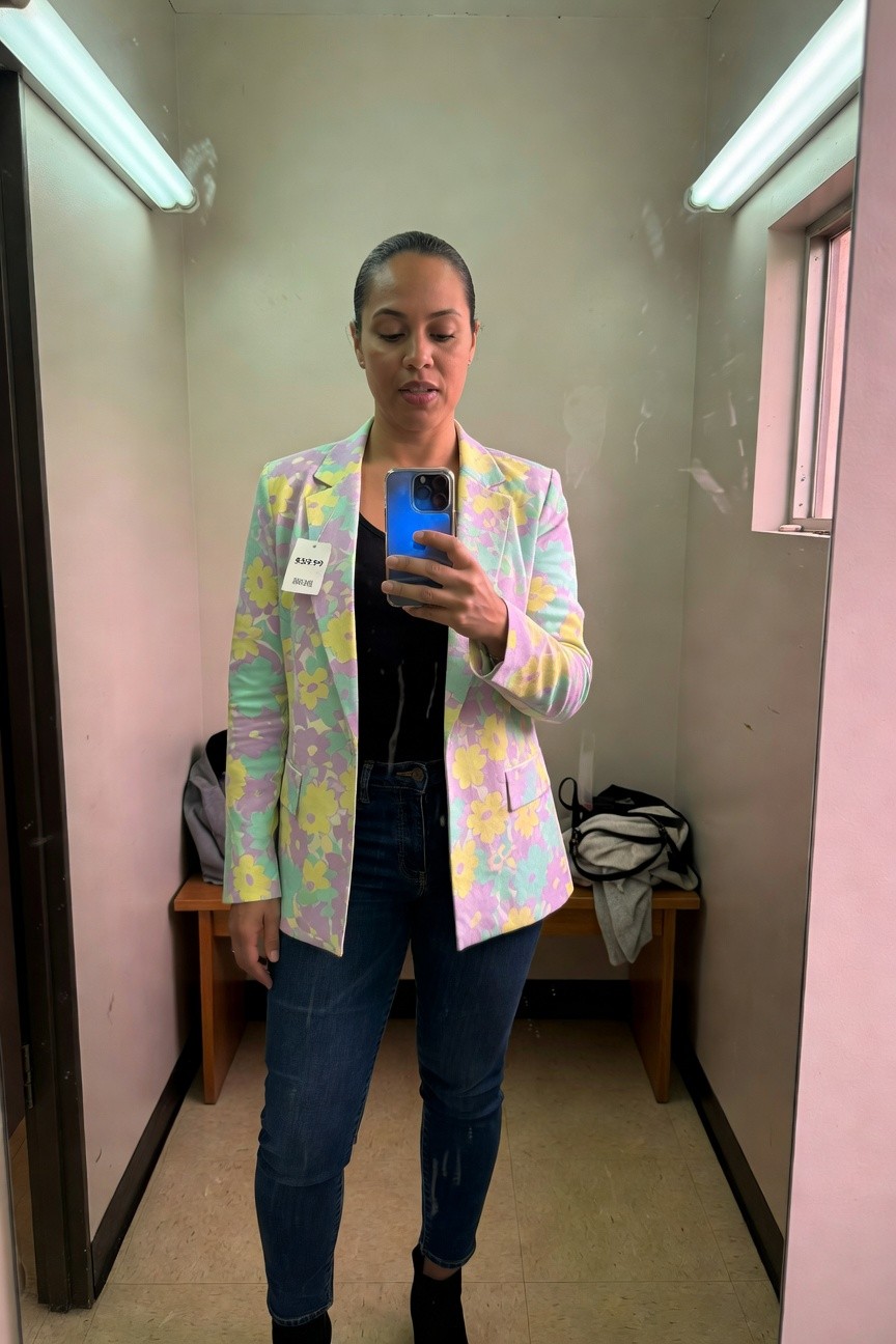 A Bold Floral Blazer With Denim Basics