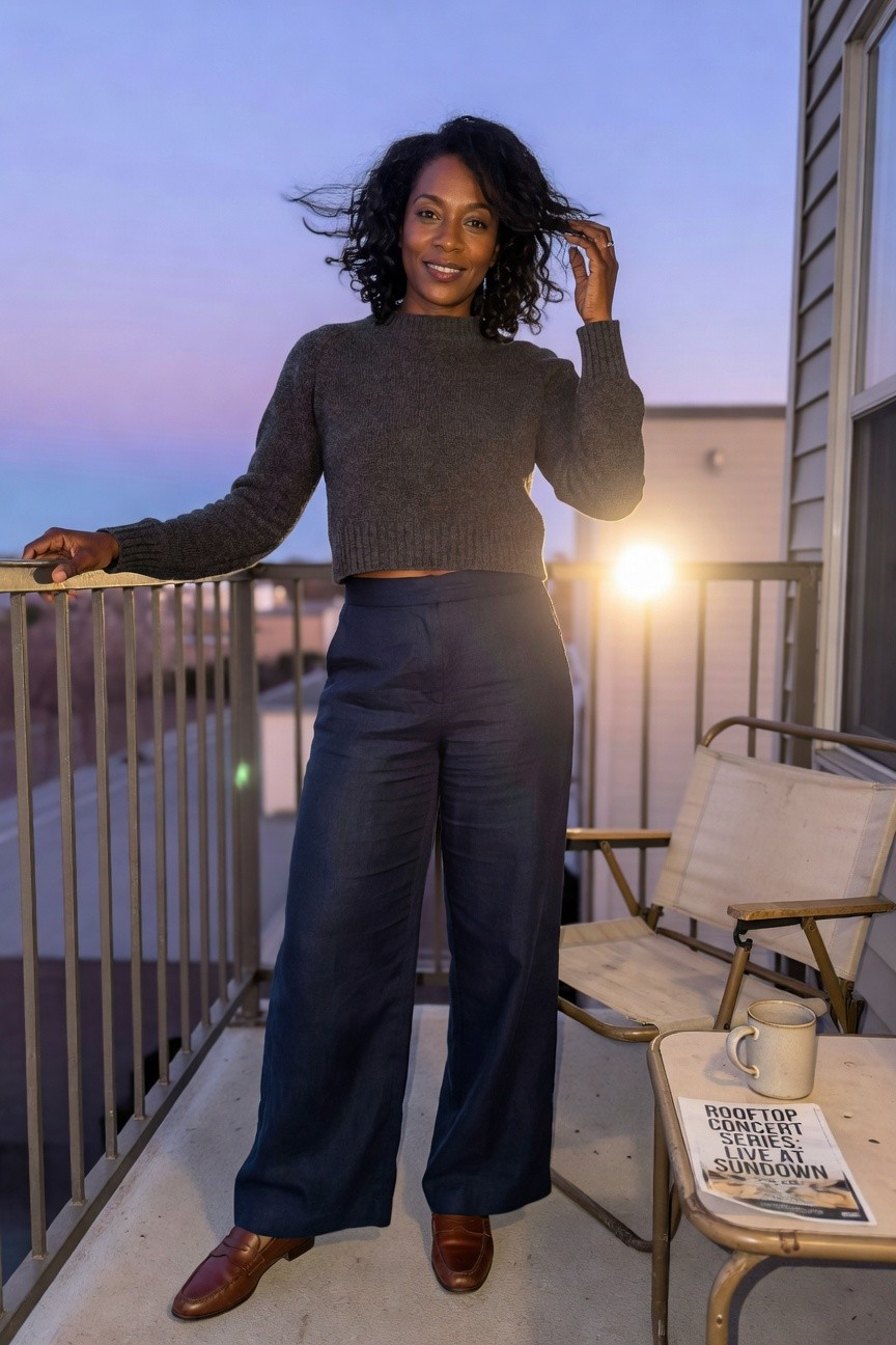 Cropped Sweater With Wide Leg Pants
