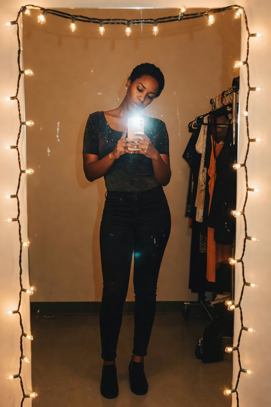 Glitter Top And Slim Black Jeans