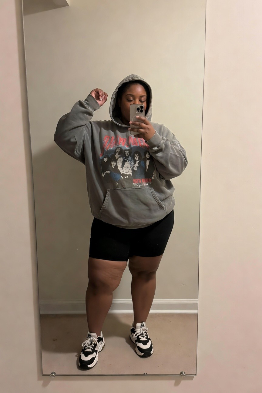 Oversized Hoodie With Shorts And Sneakers