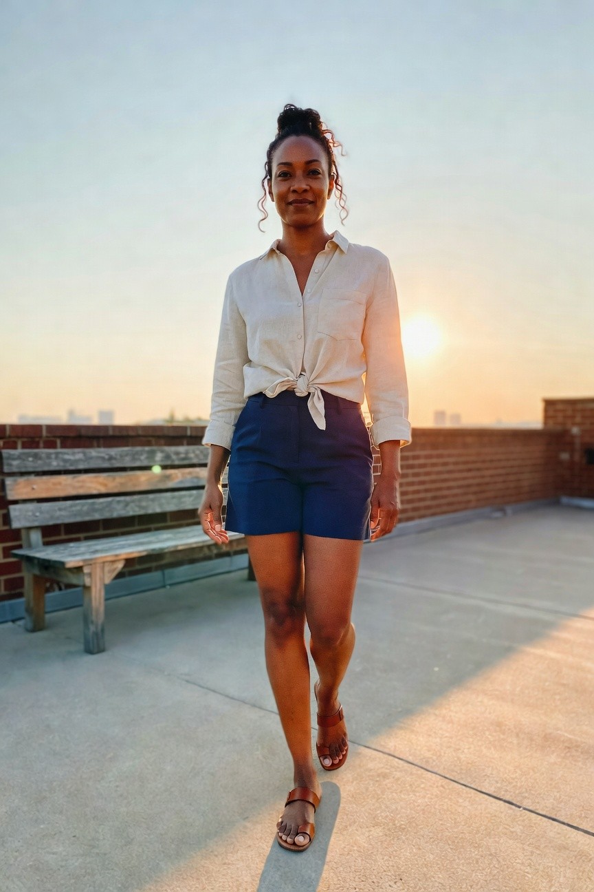 Tied Shirt With Shorts