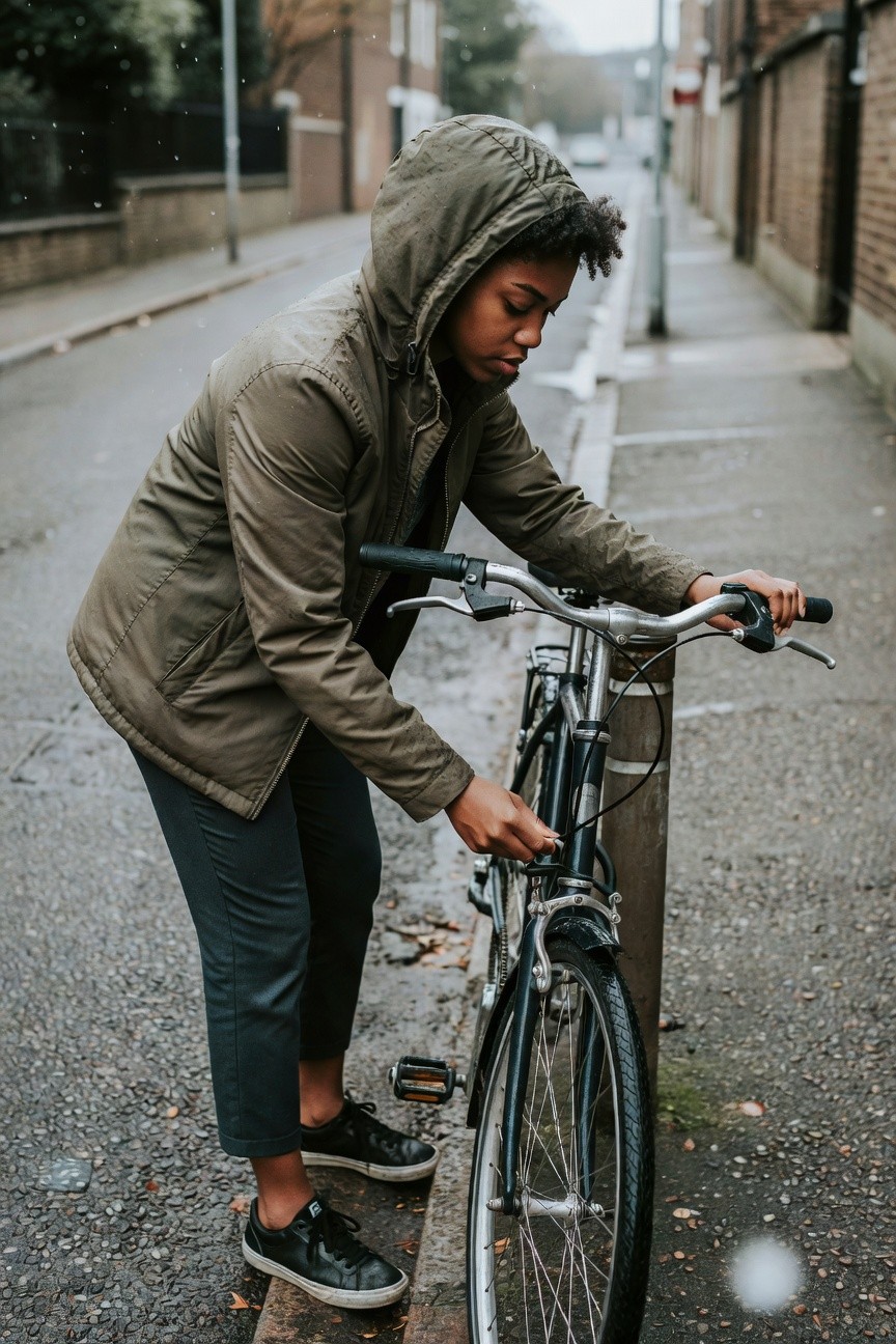 Hooded Jacket Layered Over Cropped Pants
