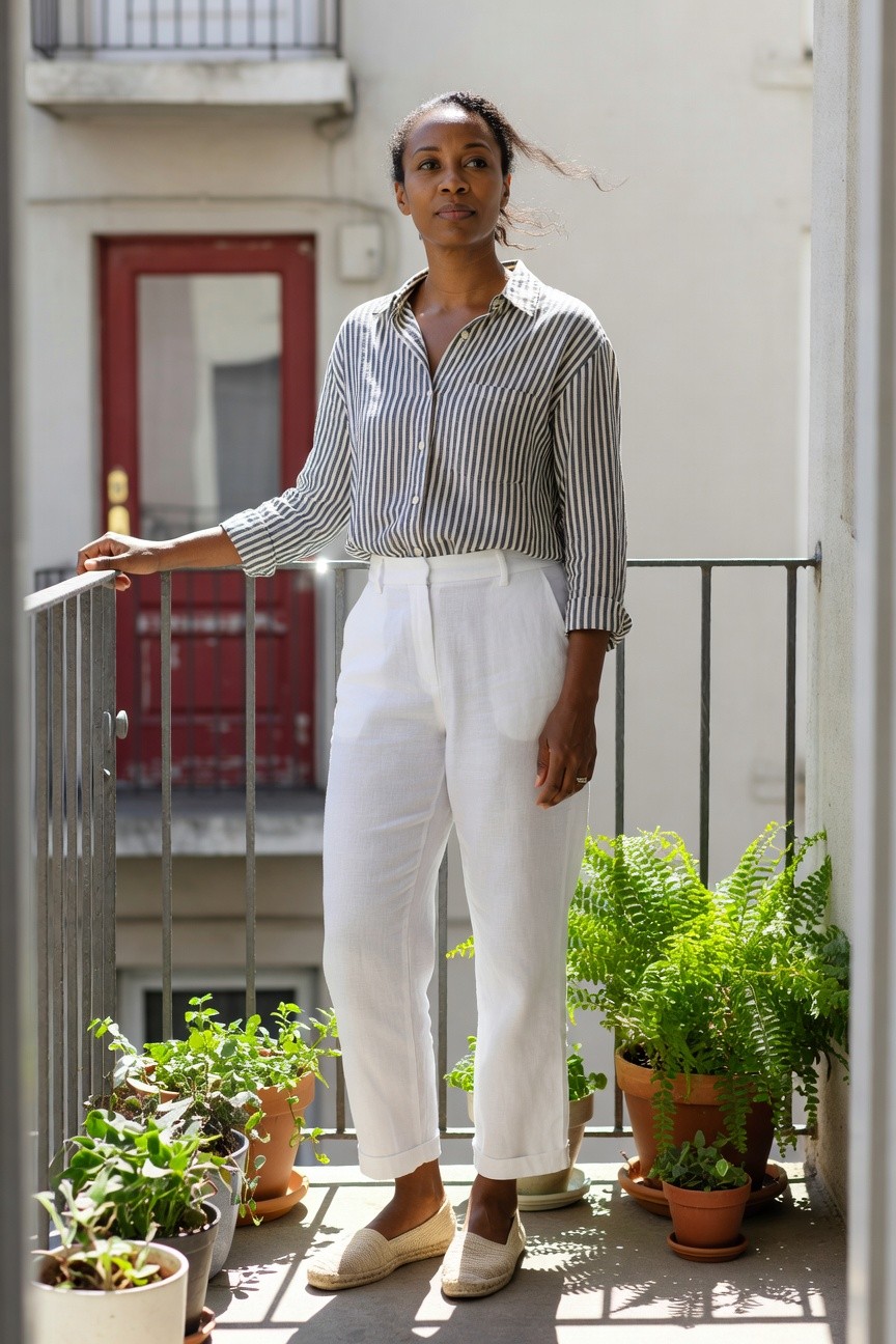 Striped Shirt And White Pants