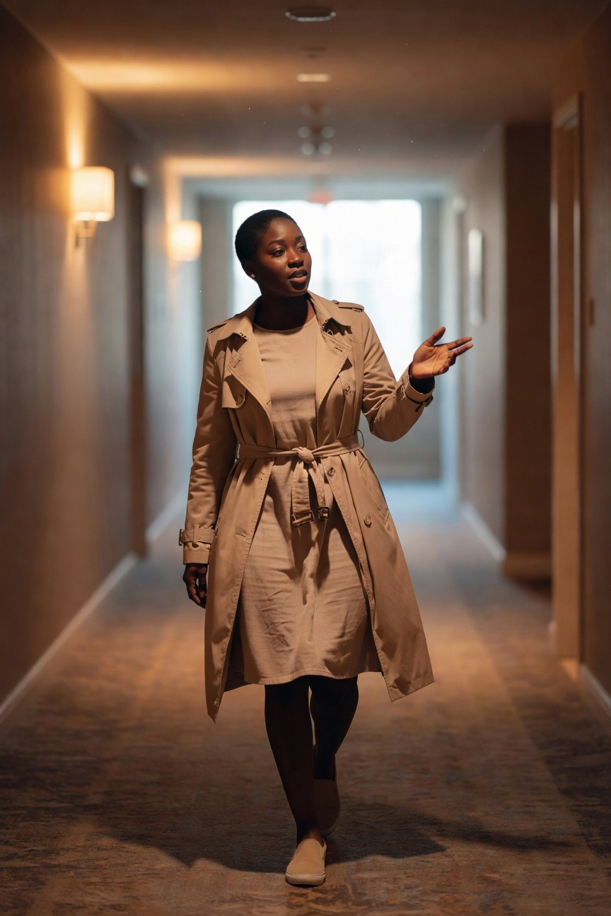 Belted Beige Trench Coat Over Neutrals
