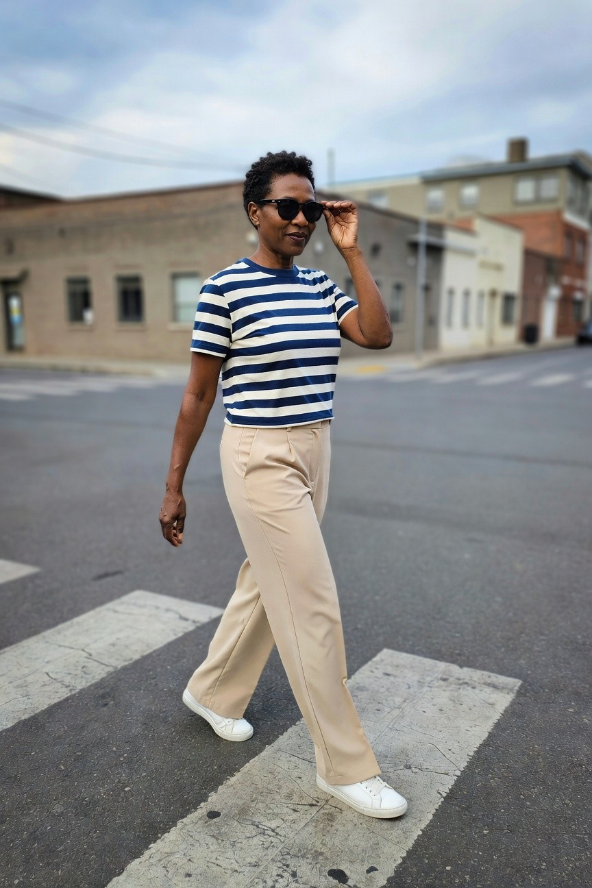Striped Top And Wide Leg Pants