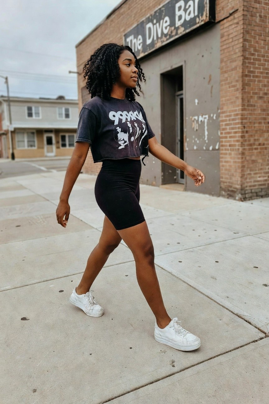 Graphic Crop Top With Bike Shorts