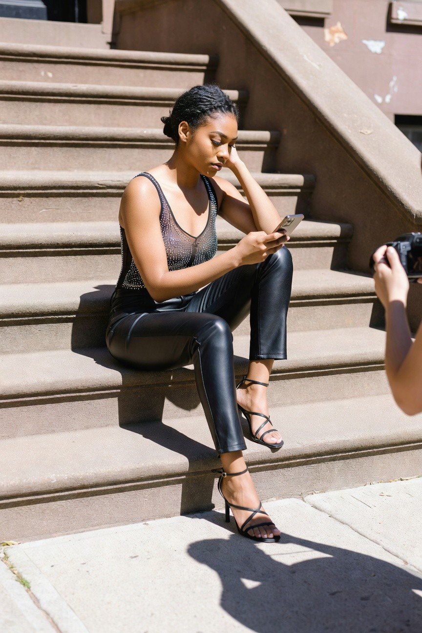 Leather Pants And Rhinestone Tank