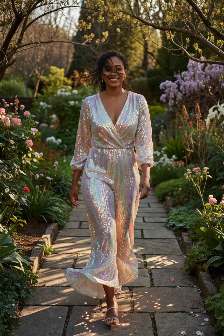 Long Sleeve Sequin Jumpsuit
