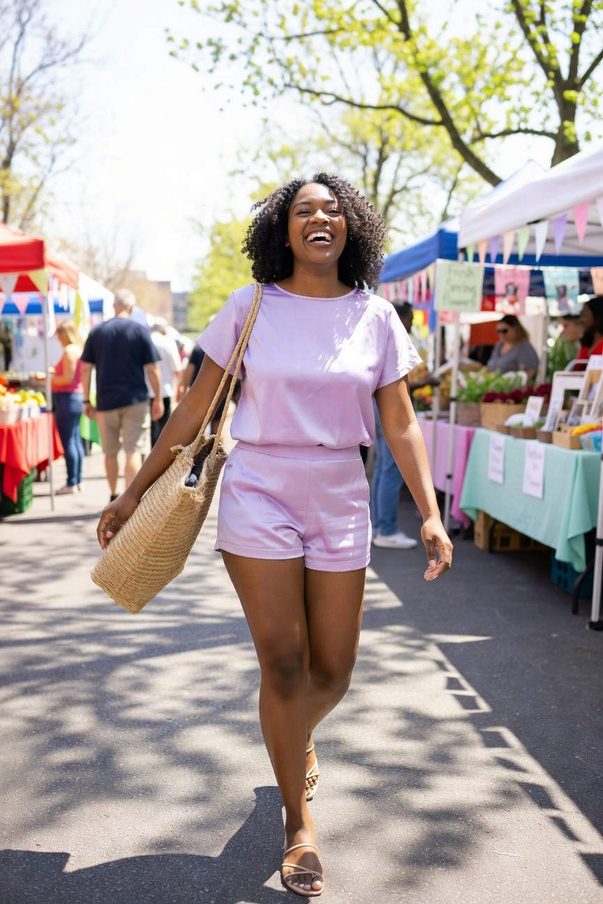 Matching Lilac Shorts And Top