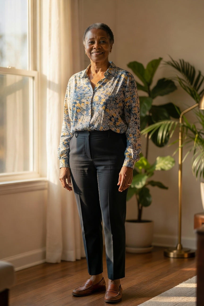 Floral Shirt With Dark Pants