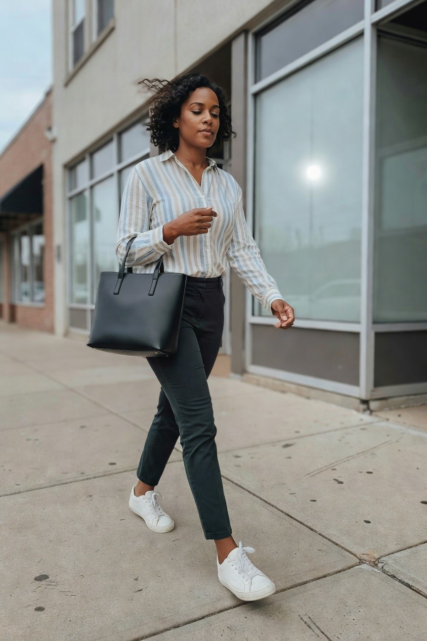 Striped Button Down With Slim Trousers