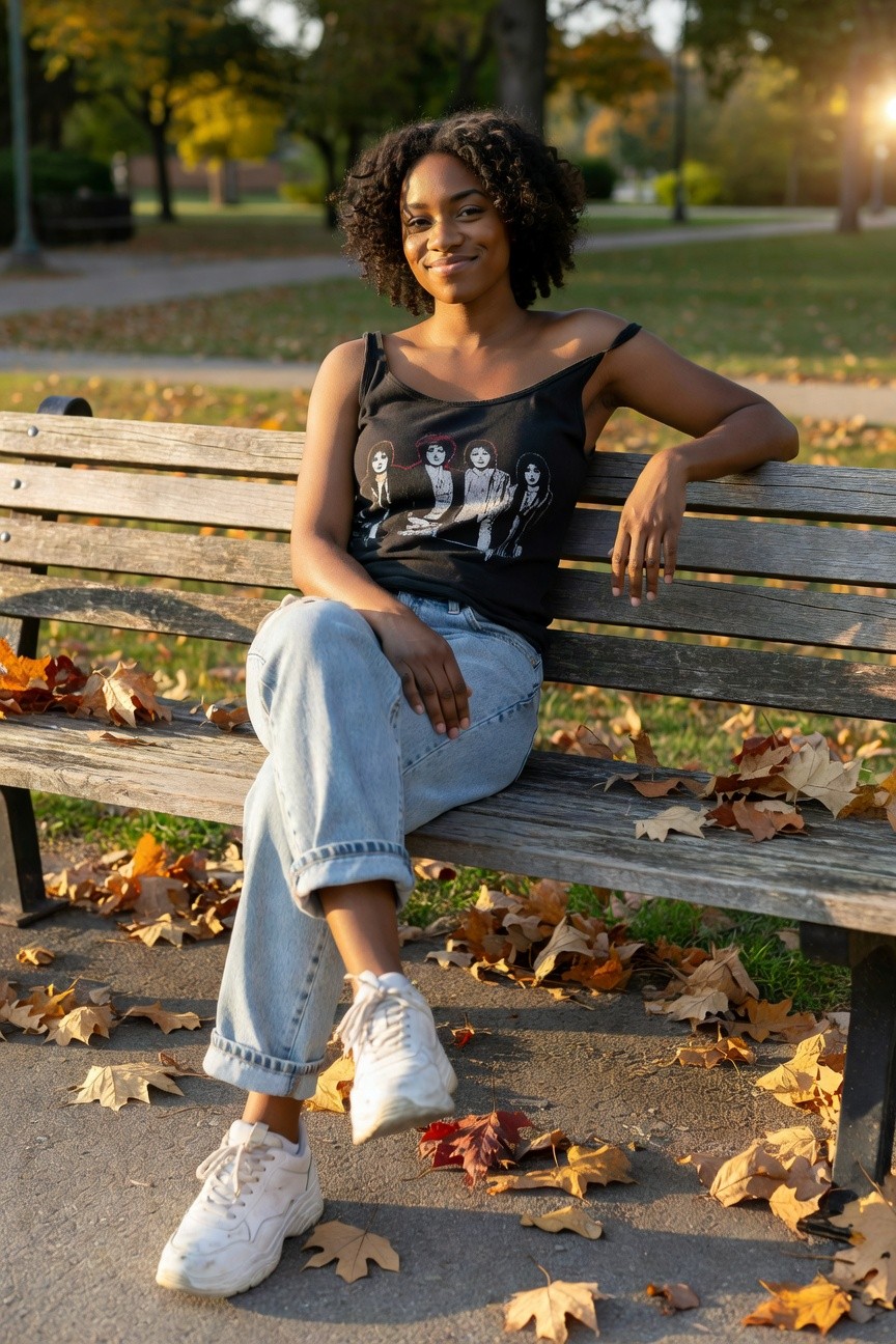 Graphic Tank Top And Casual Jeans