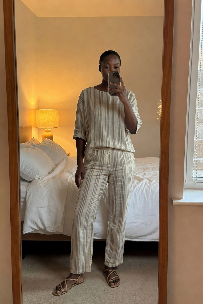 Striped Two Piece Set For Concert Evenings
