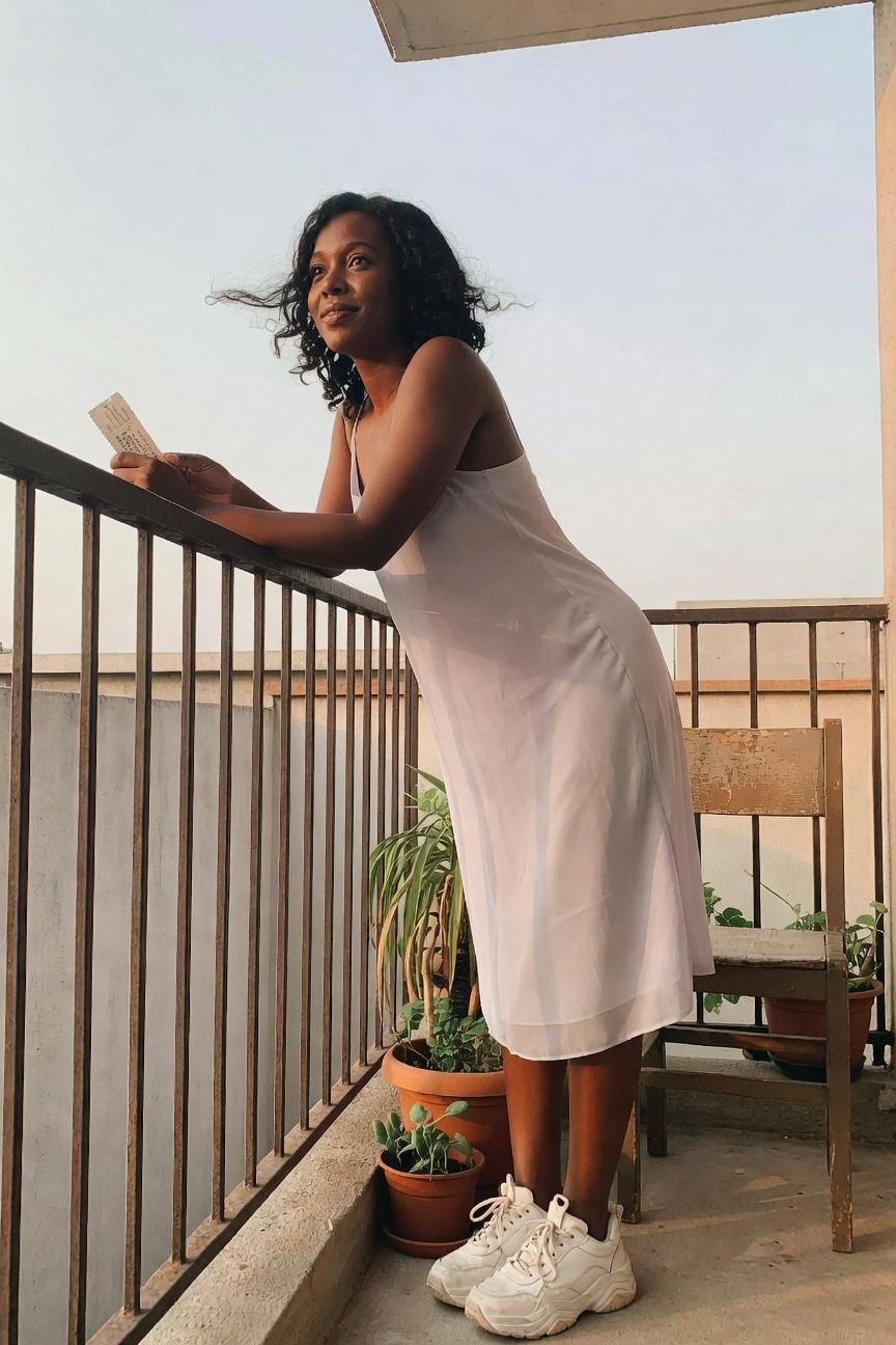 White Slip Dress With Chunky Sneakers