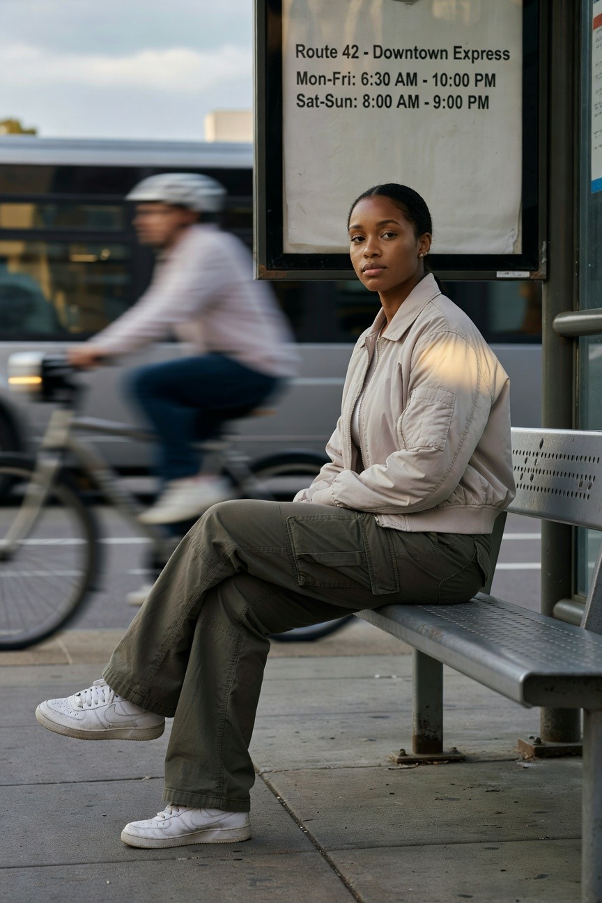 Bomber Jacket Over Cargo Pants