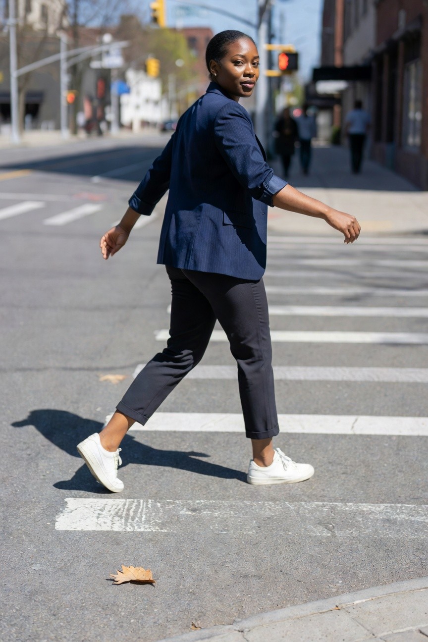 Navy Blazer And Cropped Trousers