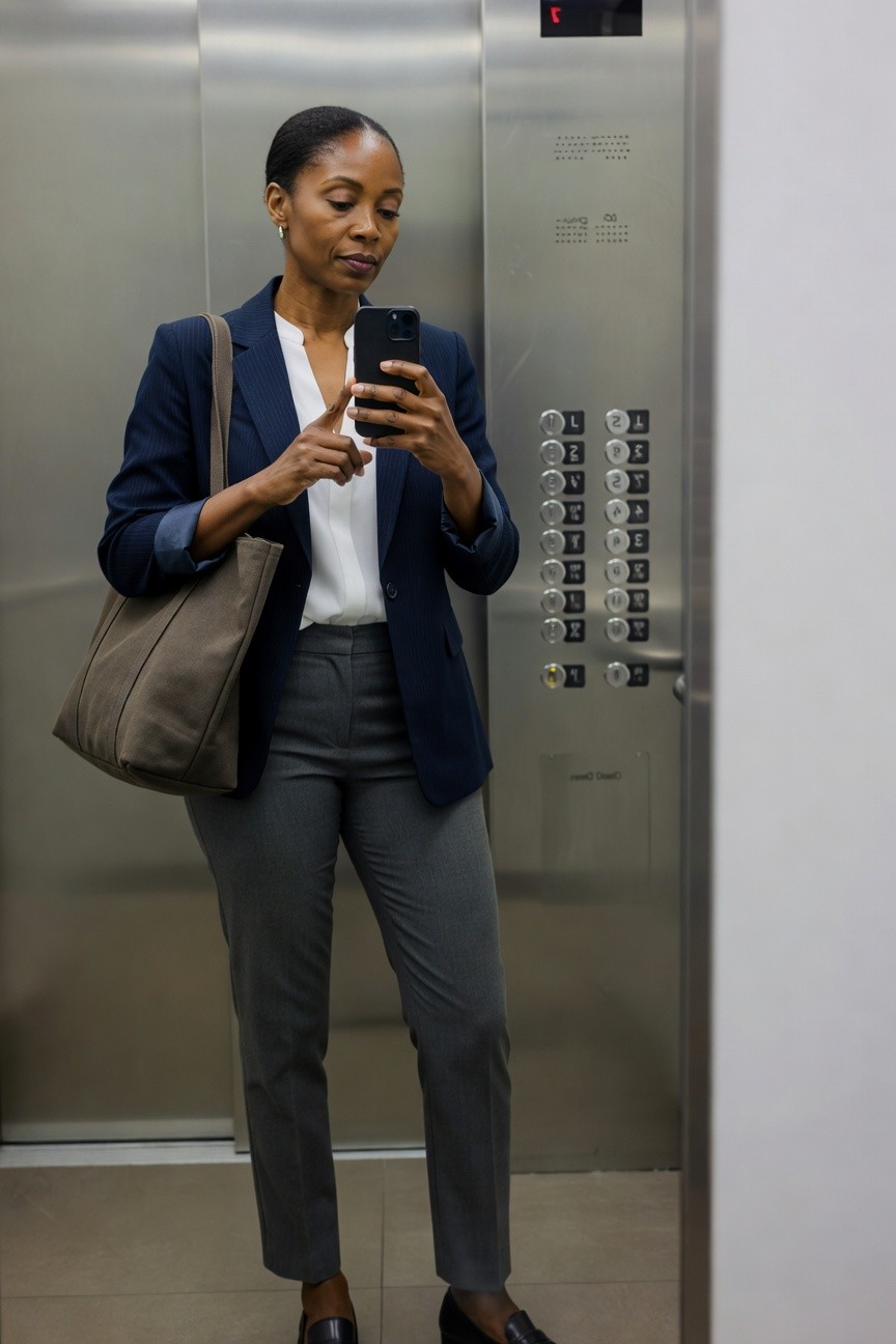 Navy Blazer And Grey Pants