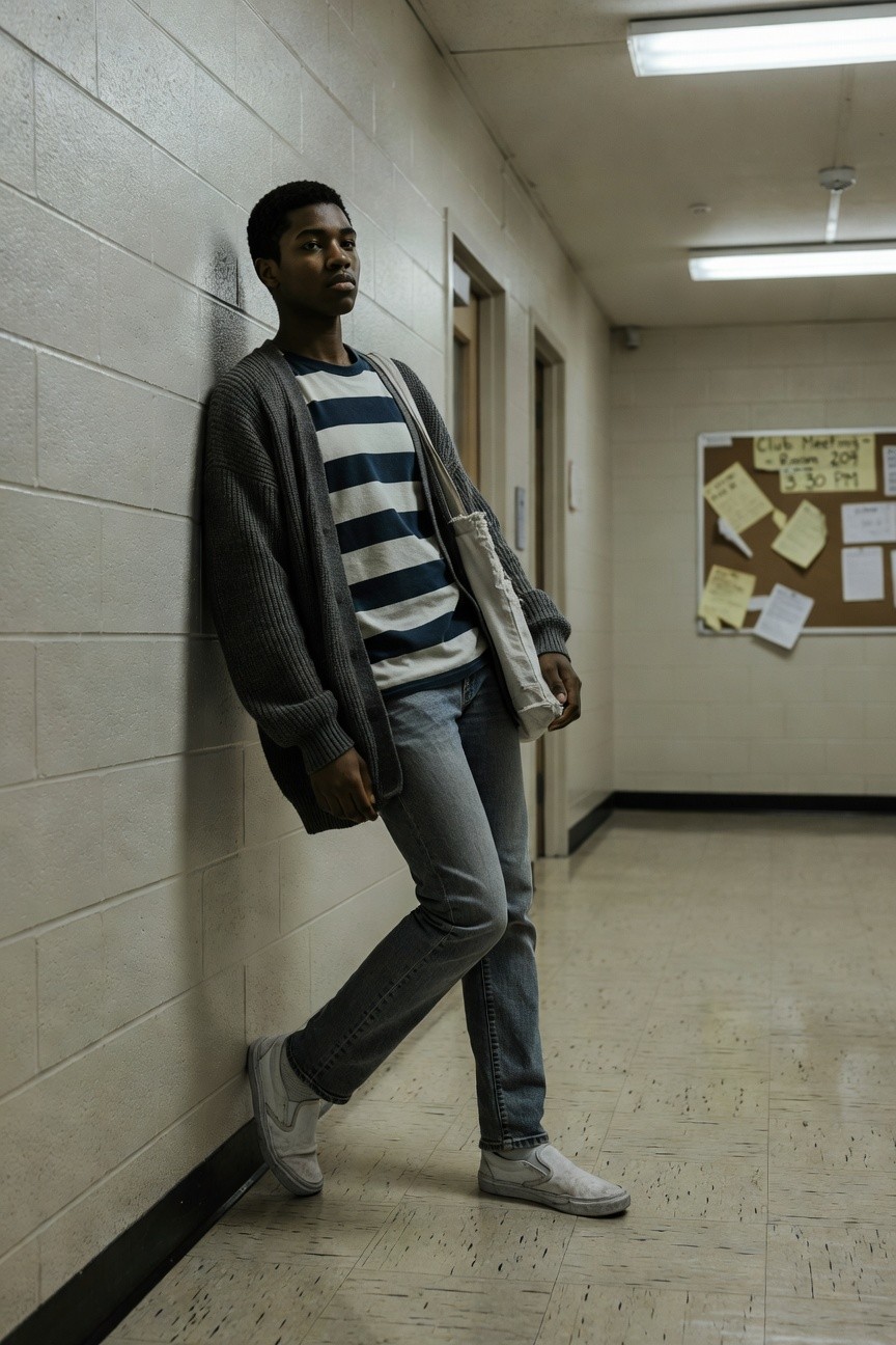 Gray Cardigan With Striped Tee And Jeans