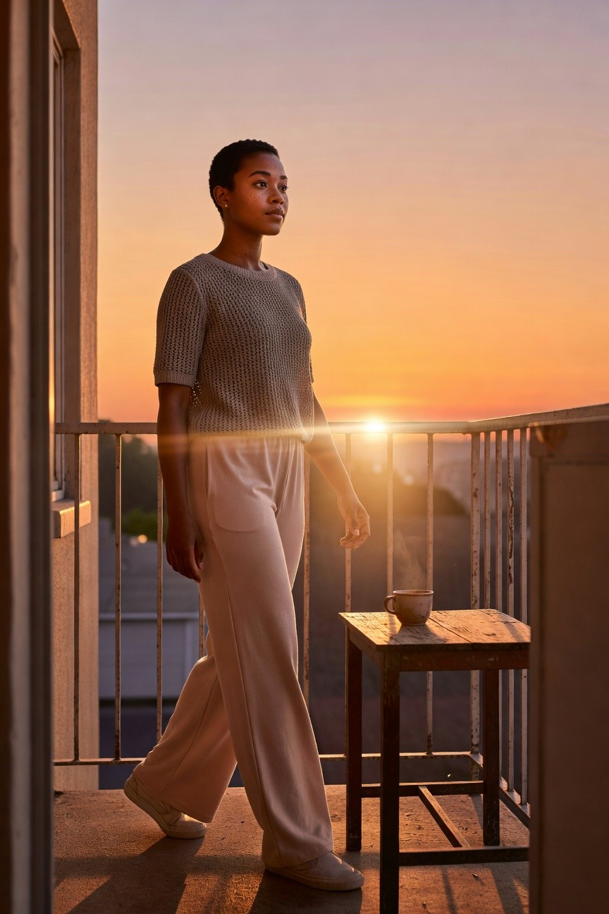 Knit Top And Wide Leg Pants