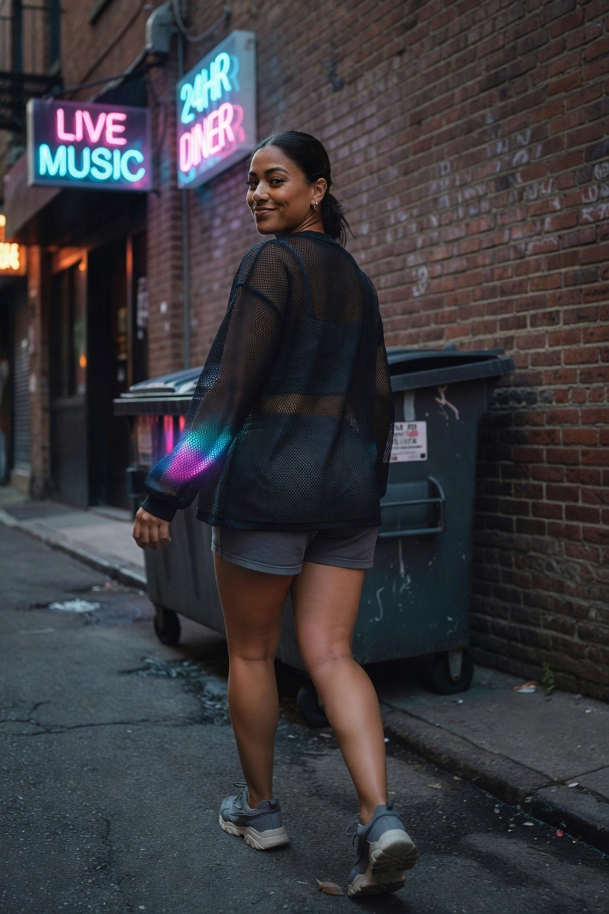 Mesh Top Over Shorts Combo