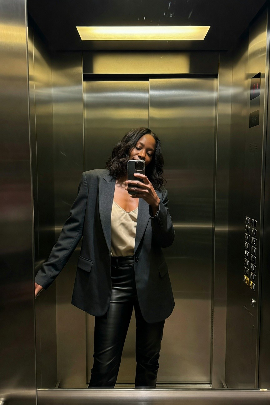 Black Blazer With Leather Pants
