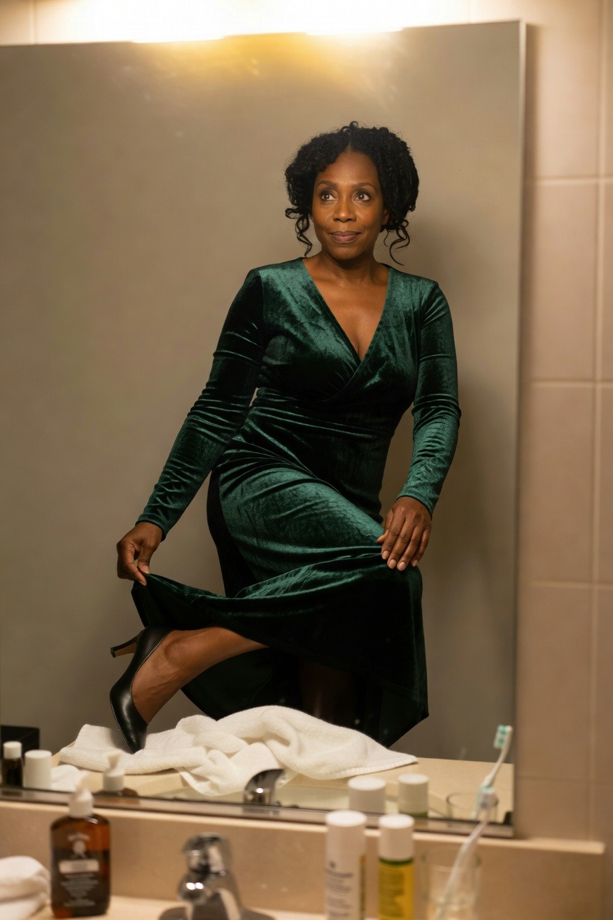 Green Velvet Wrap Dress