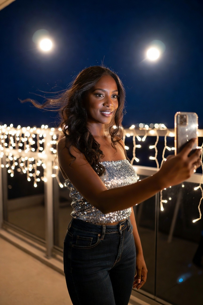 Silver Sequin Top And Jeans