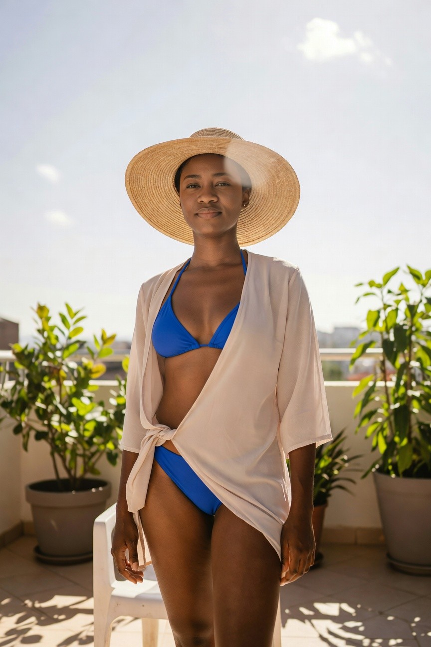 Blue Bikini With A Tied Cover Up
