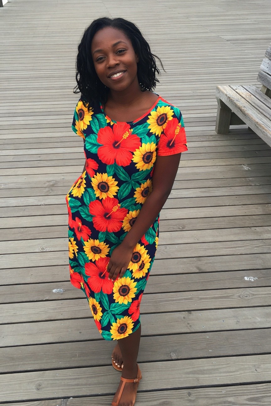 Floral Midi Dress With Tropical Prints
