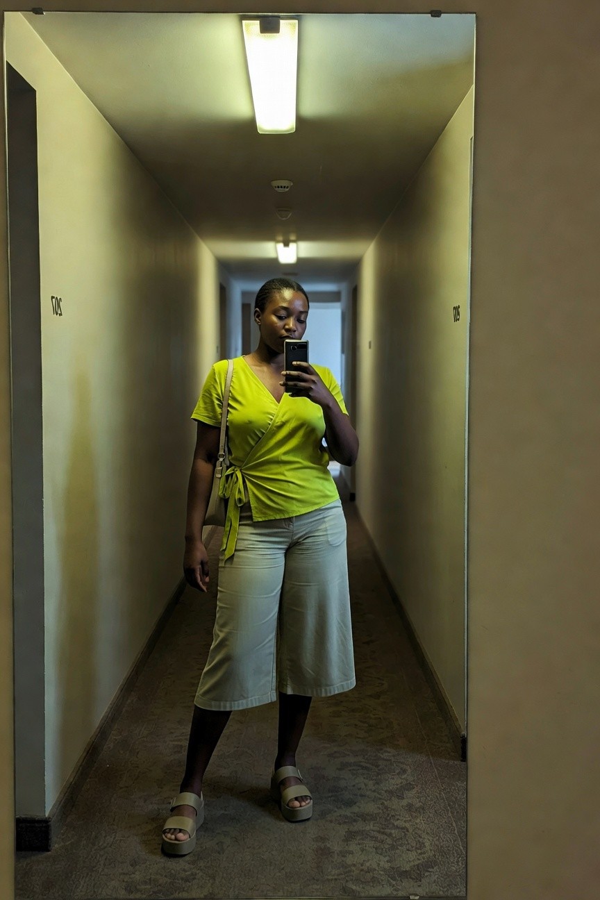 Lime Green Wrap Top And Light Capris