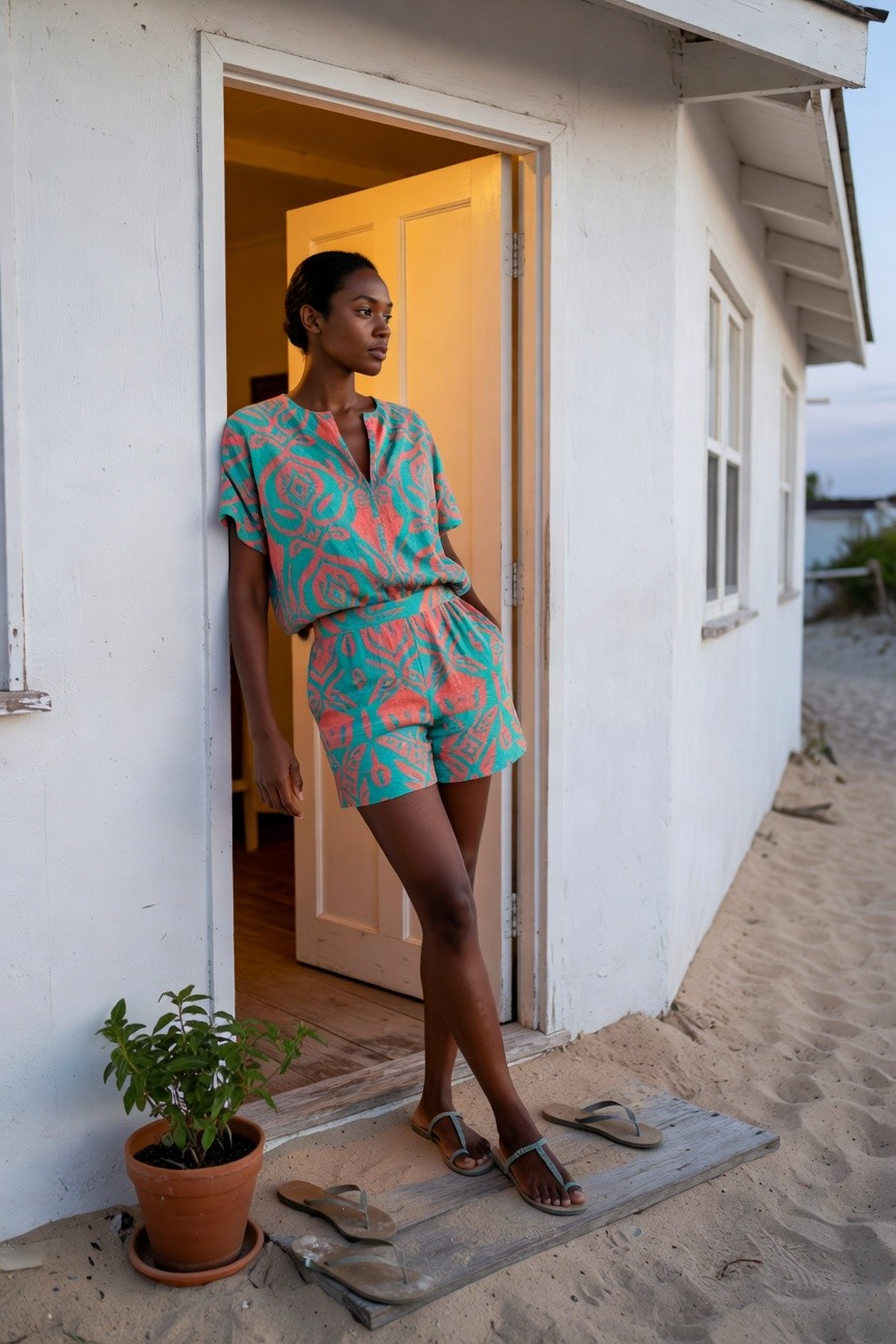 Matching Printed Set For Sunny Getaways